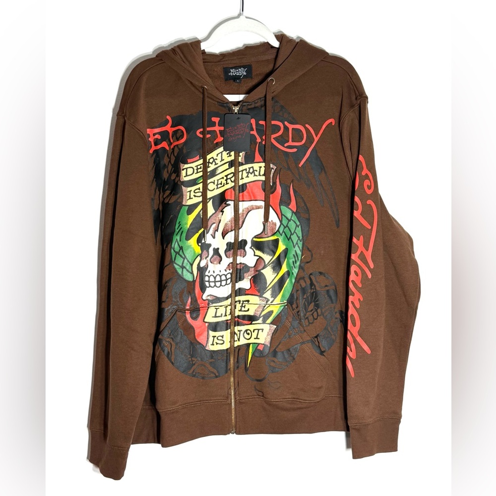 Ed Hardy Death Is Certain Skull Hoodie